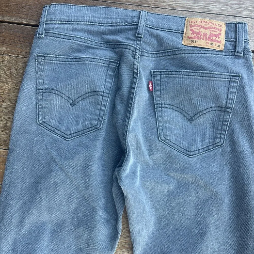 Levi 511 men’s 33/32 gray Skinny jeans 0518